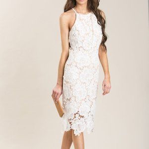 Maya Lace White Midi Dress